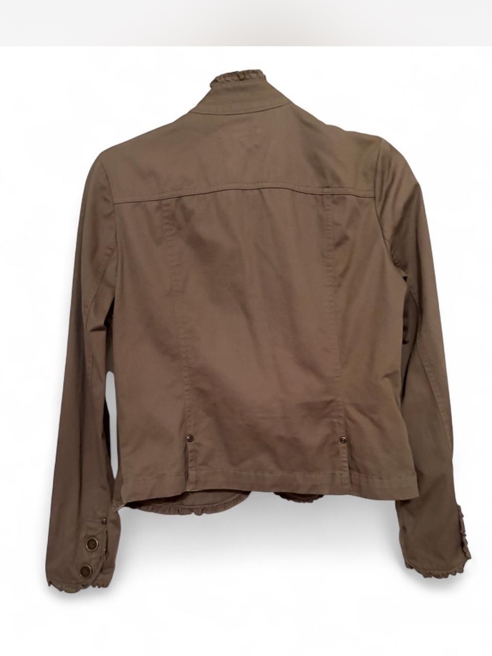 Brown Ruffle Trim Utility Jacket - Picture 6 of 7